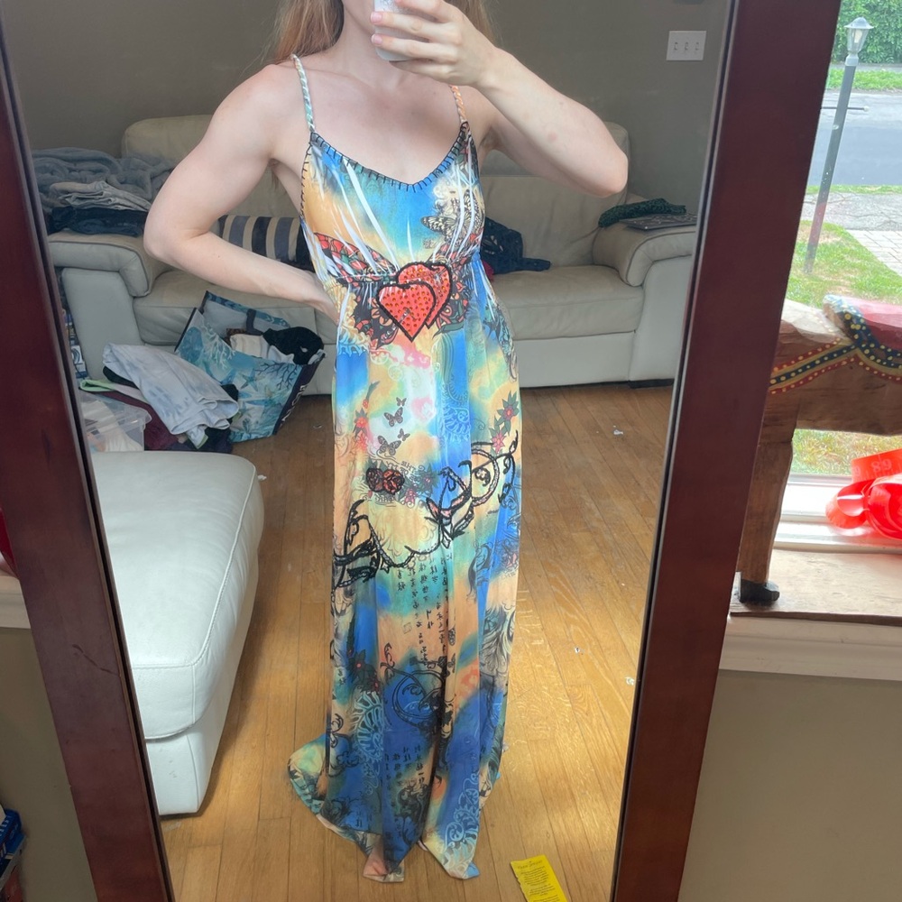 Spy Zone Exchange Tie Dye Tattoo Maxi Dress